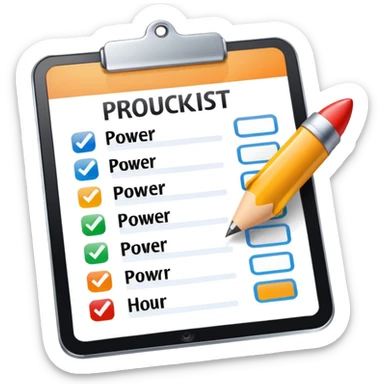 power hour work checklist, productivity, focused, energetic sticker