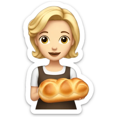Blonde girl with short hair holding a challah sticker