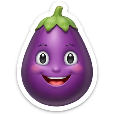 A blushing smiling eggplant  sticker