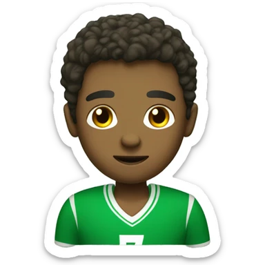 handsome man edgar cut plays football named ronaldoo his tshirt number 7 green and red tshirt and short sticker