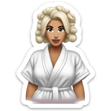 Kim kardashian in a bathrobe with hair rollers in her hair sticker