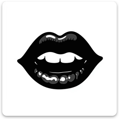 Hand-drawn black lips with a slight shimmer, gothic style sticker