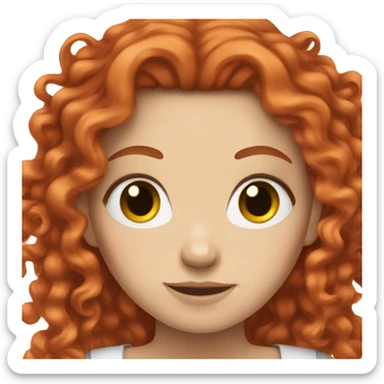 White girl with red curly long hair sticker