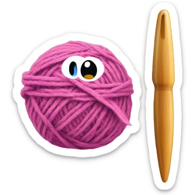 Ball of yarn and crochet hook sticker