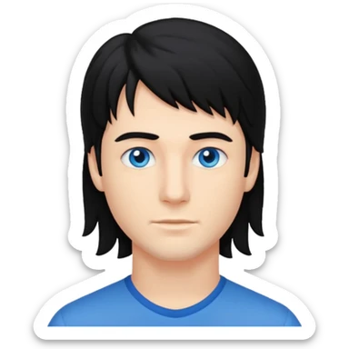 A young man with mullet black hair. sticker