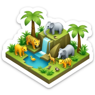 3d-isometric- jungle wildlife sticker