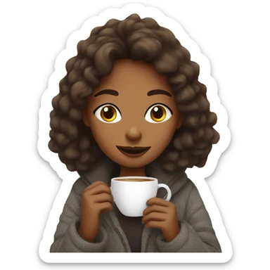 Cozy girl sipping coffee sticker