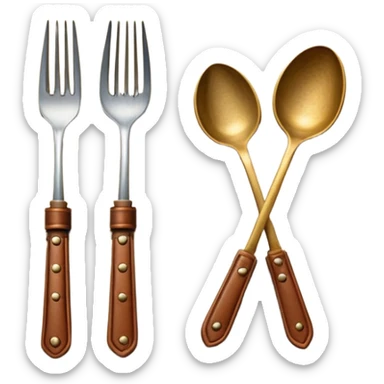 Closed cookbook with a fork and spoon symbol on the cover – collection of recipes sticker