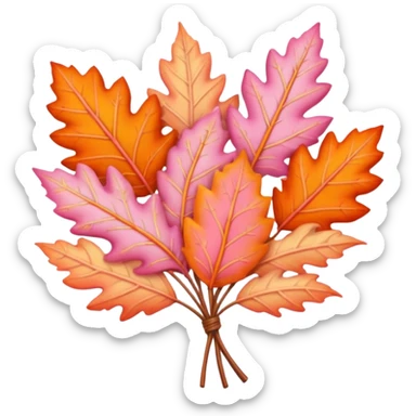 pastel autumn leaf bouquet pink orange sticker