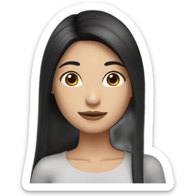 Fair skinned pretty woman with long straight black hair sticker