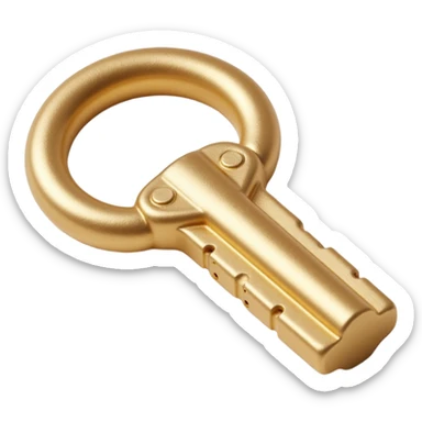 metallic gold key with intricate grooves, soft reflections, skeuomorphism icon style sticker