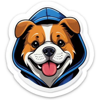 Dog wearing hood sticker