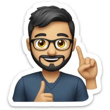 21 years old pakisani guy with beard and glasses studying AI waving hi (its a portfolio emoji) sticker