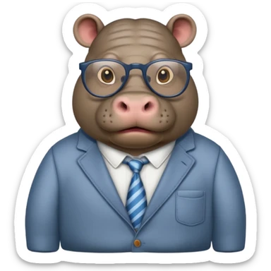 hippo with clothes and wearing glasses sticker