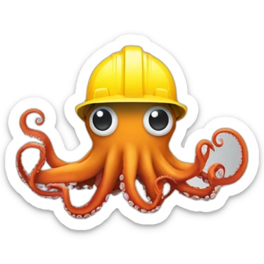 octopus avec casque de chantier qui tient des outils dans chaque tentacule sticker