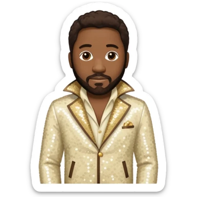 Eddie Levert from The O'Jays with dark brown hair, cream sequin outfit sticker