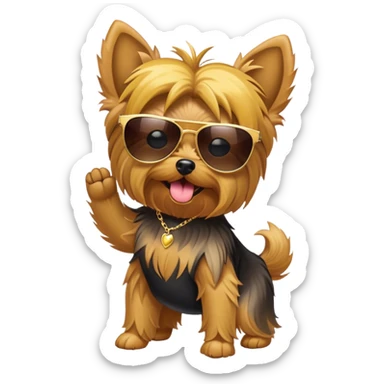 Yorkie with sunglasses twerking sticker