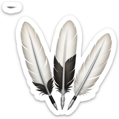 Prends la 1ere image avec les 3 plumes blanches et les stylos et ajoute en dessous le logo de largus sticker