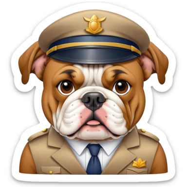 english bulldog with a postman sticker