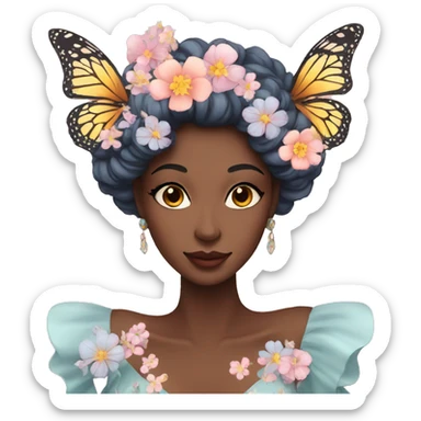 Gorgeous pastel lady with flowers and butterflies sticker