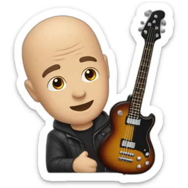But the bass guitar player is bald sticker