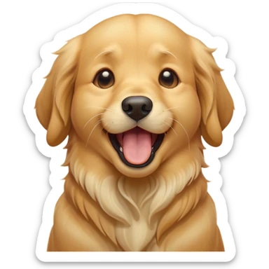 Cinematic Cute Yawning Golden Retriever Portrait Emoji, Head tilted slightly with a dramatic, wide-open yawn, showcasing a silky golden coat with a subtle shimmer, floppy ears slightly drooping, round brown eyes barely open in drowsy contentment, Simplified yet irresistibly adorable features, highly detailed, glowing with a soft, cozy glow, high shine, relaxed yet expressive, stylized with a touch of whimsy, bright and endearing, soft glowing outline, capturing the essence of a sleepy yet affectionate companion, so drowsy it feels like it could stretch out of the screen and curl up for a nap! sticker