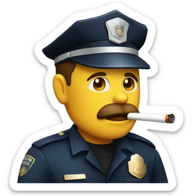 A cop smoking a cigarette  sticker
