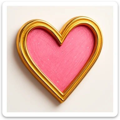 Add a gold outline to the large pink hand drawn heart with sparkles, keep the white clean background. sticker
