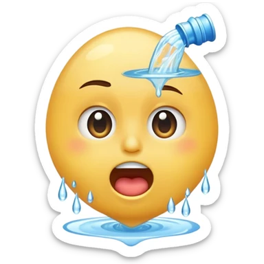 Water pouring out of mouth sticker