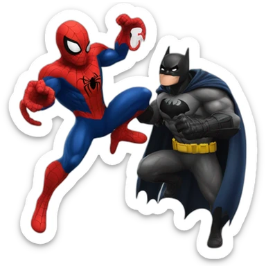 Spider-Man and Batman fighting bane and venom sticker