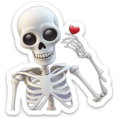 skeleton with heart in his hands sticker