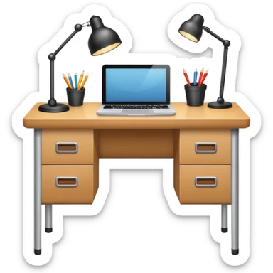 an empty desk from top to bottom sticker