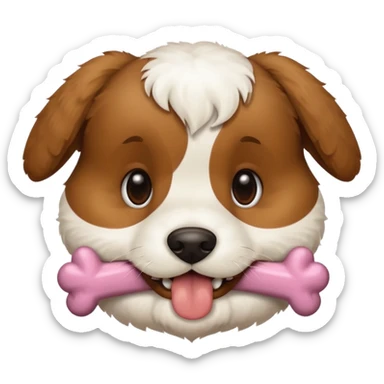 puppy face with bone in mouth sticker