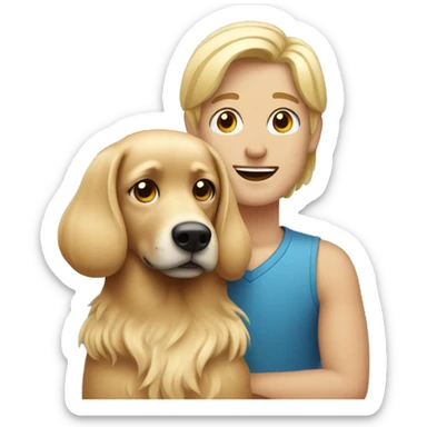 Couple with a blonde dog sticker