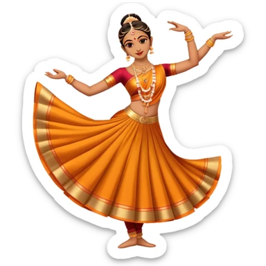 cinematic-realistic-bharatanatyam-dance-emoji,-depicted-as-an-elegant-classical-indian-dance-performance-with-graceful-poses,-intricate-costumes,-and-expressive-hand-gestures,-rendered-with-rich-textures-and-warm-dramatic-lighting, single dancer full body  sticker