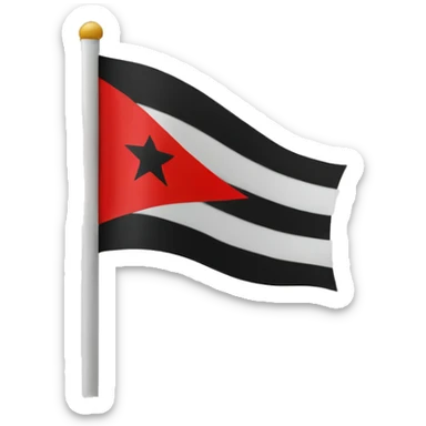 A flag with a red stripe at the top, a white background and a red stripe at the bottom and a black star in the middle sticker