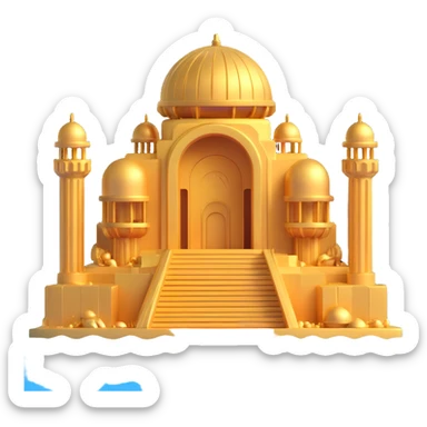 futuristic golden underwater base, complete structure with domes, pillars, Anunnaki-inspired architecture sticker