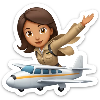 Girl flying plane sticker