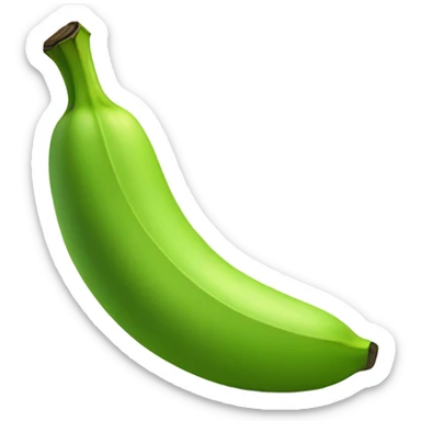 Create a minimalist green banana emoji with smooth shading and subtle transitions between green tones, representing an unripe stage. Keep the design simple, with soft shadows for volume, symbolizing the start of a journey or subscription. sticker