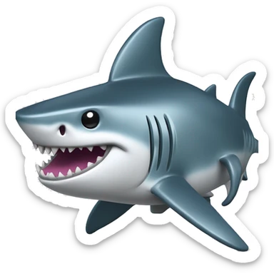 A fully chromed figurine of a shark in a samurai outfit. sticker