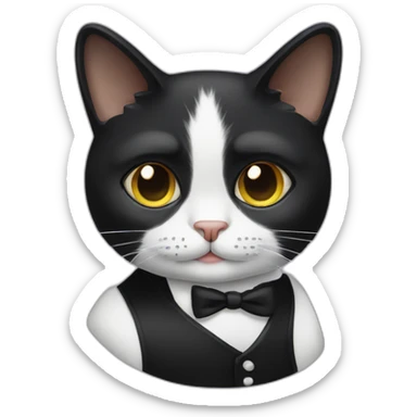 tuxedo cat with an eye patch sticker