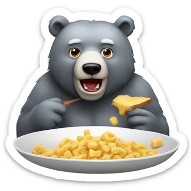 realistic-grey-bear-eating  sticker
