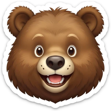 Playful Russian brown bear head, grinning, front view sticker