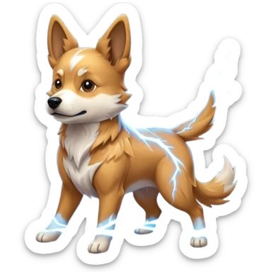 dog with lightning waves sticker