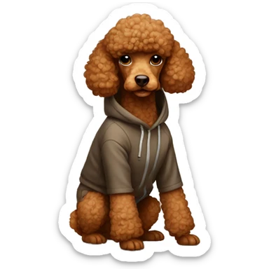 Brown poodle wearing a hoodie sticker