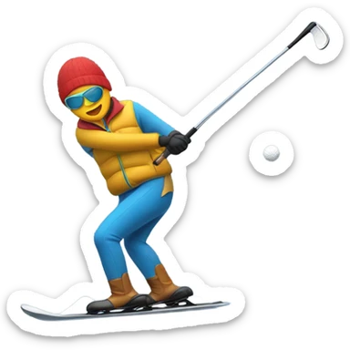 Golfer skiing sticker
