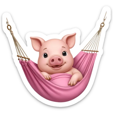 A pig lying in a hammock, fully relaxed, portrait, bust up sticker