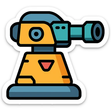 sci fi turret color outline icon with futuristic details sticker
