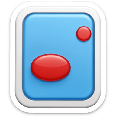 single rectangular dishwasher tablet with layered design solid white base bright blue or green middle red or clear gel dot on top smooth compact shape slightly rounded edges clean glossy finish soft lighting subtle shadows emoji scale sticker