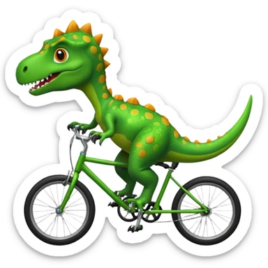 Cute dinosaur riding a bike  sticker